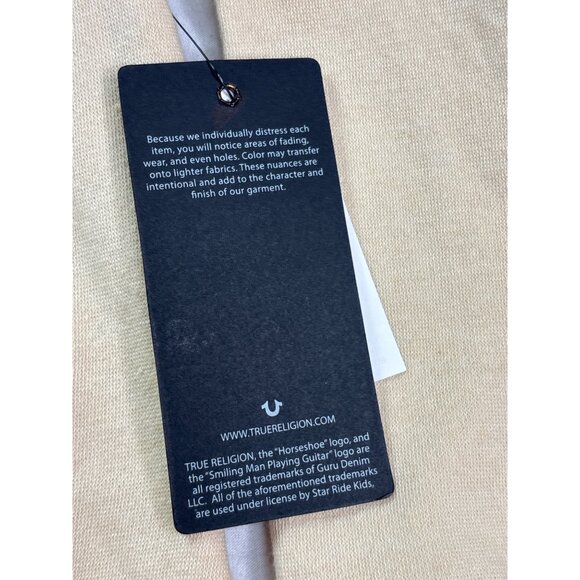 True Religion Kids Boys Beige Hoodie Black Distressed Horseshoe Logo M (5/6) New - Picture 4 of 7